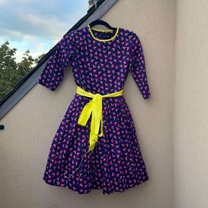 Girls Oscar de la Renta purple pink yellow floral pattern party dress size 14y